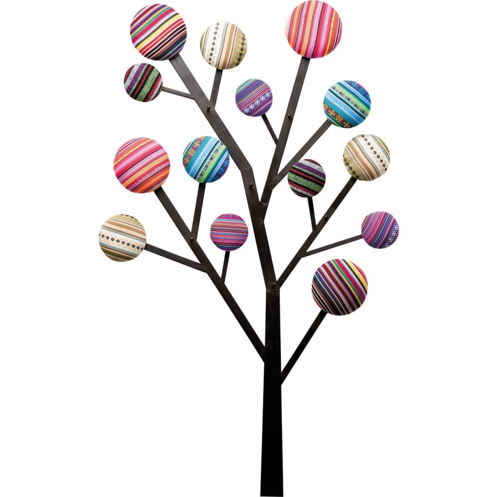 Patère 6 crochets arbre en acier et coton