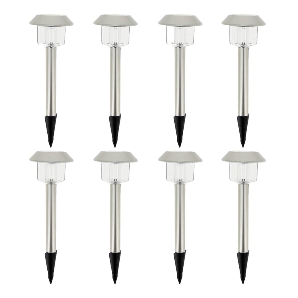 Lot de 8 balises solaires à planter acier gris h39cm