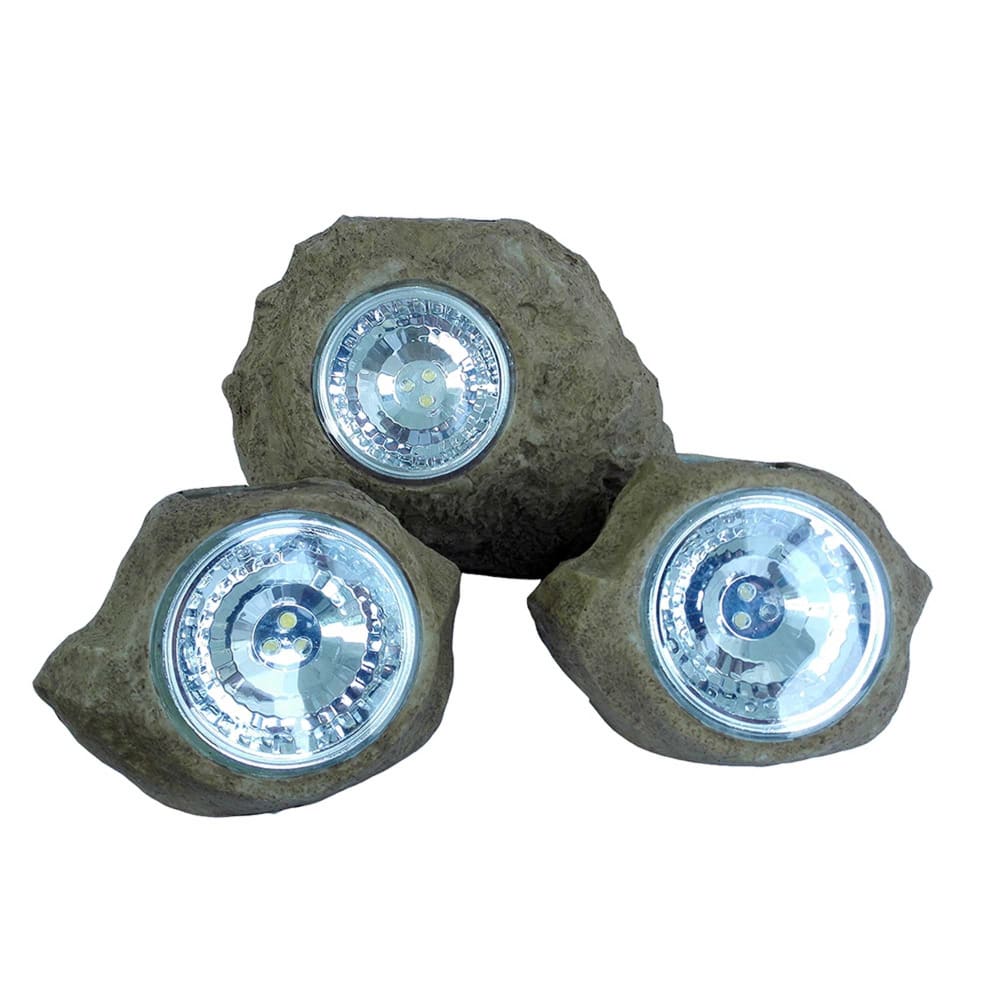 Juego de 3 rocas solares marrón h14cm - Maisons du Monde