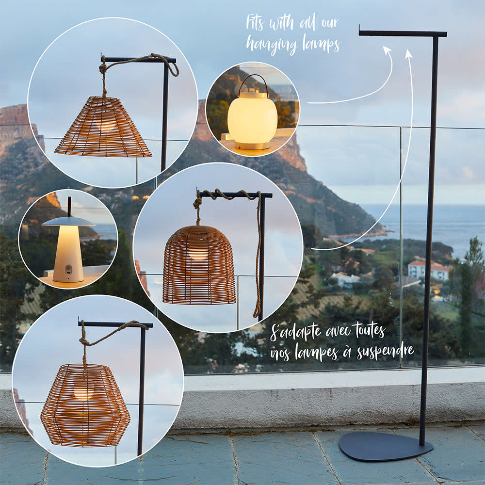 Pied support de lampe Acier Gris h1.5m