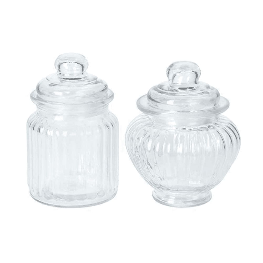 Set de 2 petites bonbonnières en verre classiques