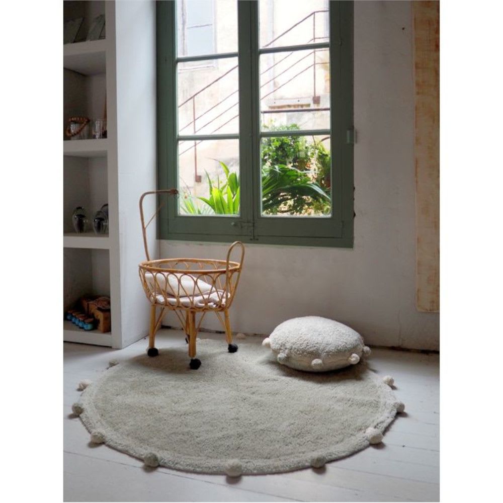 Runder, waschbarer Teppich aus Baumwolle, ø120 cm, grün - Maisons
