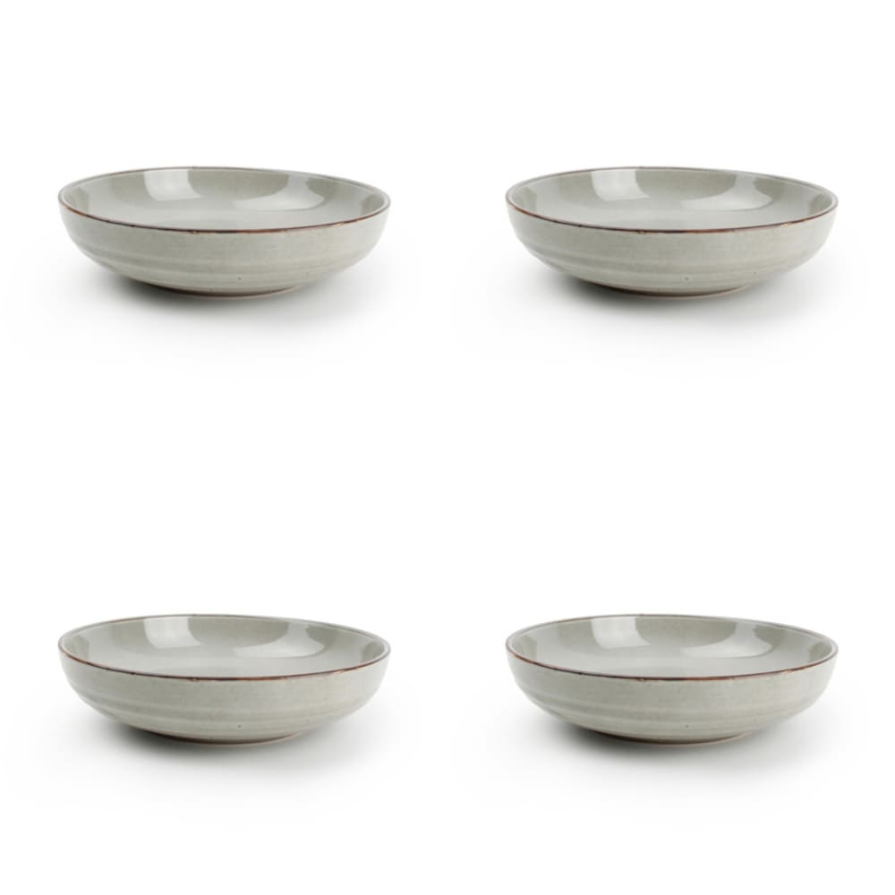 Lot de 4 assiettes creuse vert en grès 22xh5,5cm