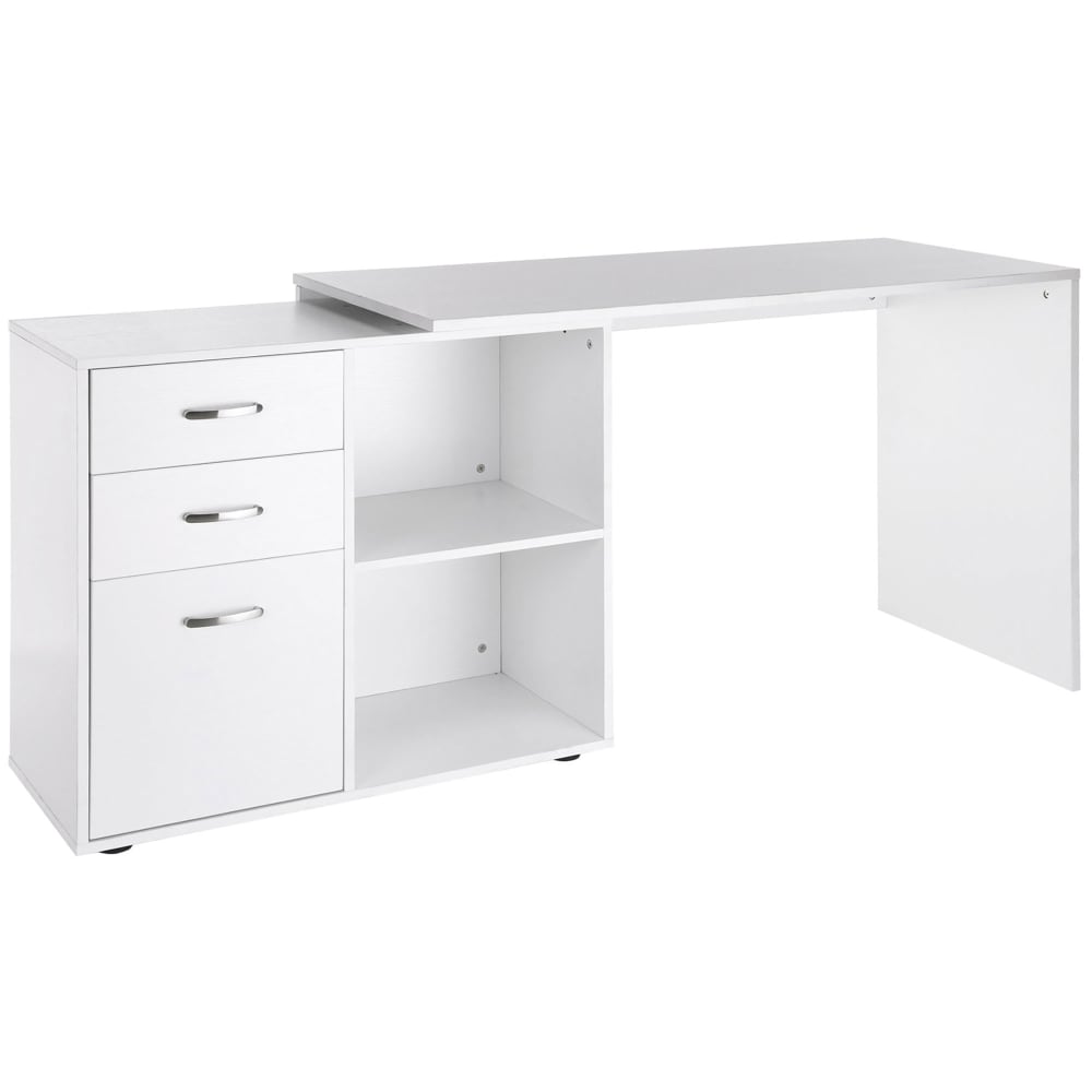 Homcom Winkelschreibtisch & Modulbüro, 2-in-1, weiß - Holz