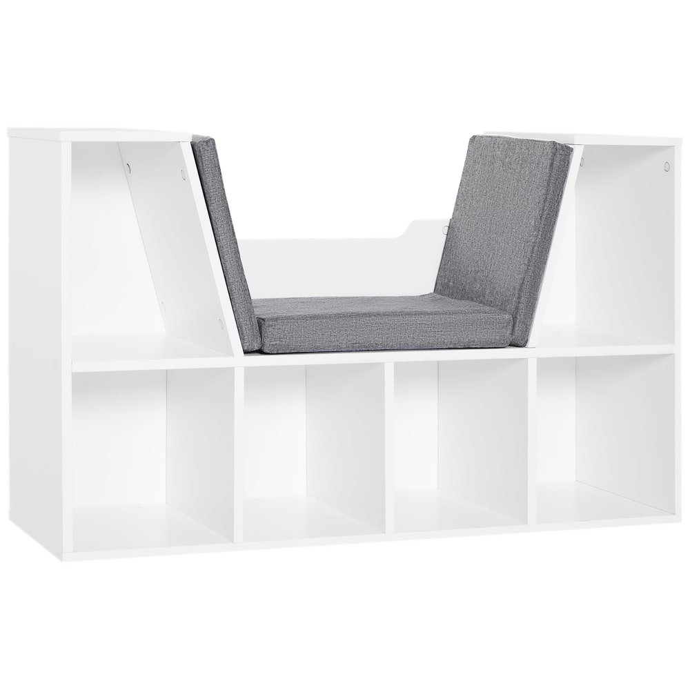 Homcom 2-in-1 Bank-Bibliothek mit 6 Kissenfächern Grau Spanplatte