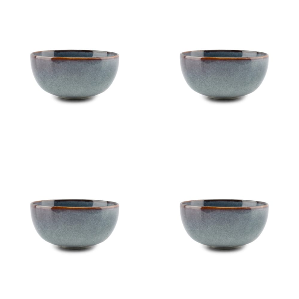 Lot de 4 bols bleu en grès 14xh6,5cm