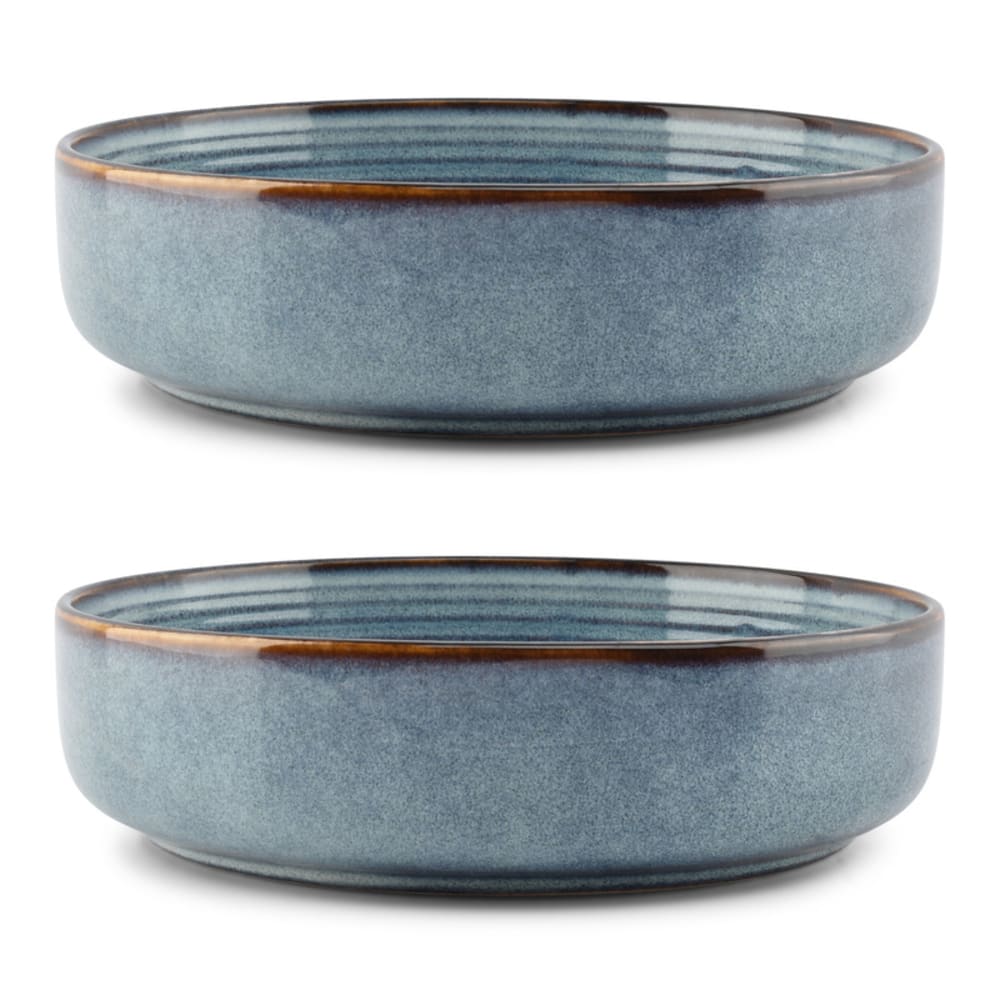 Lot de 2 assiettes creuse bleu en grès 22xh6cm