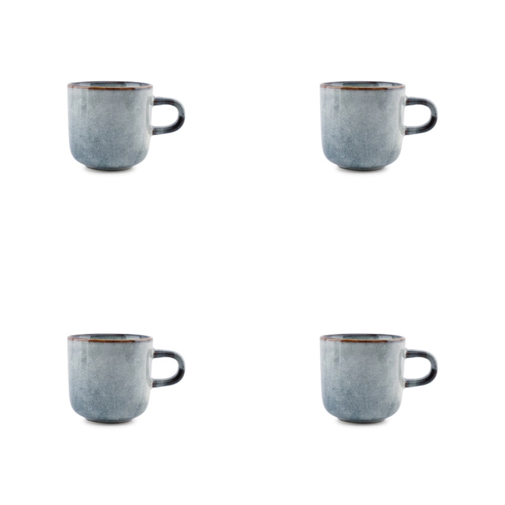 Lot de 4 tasses bleu en grès 22cl Lot de 4 tasses bleu en grès 22cl