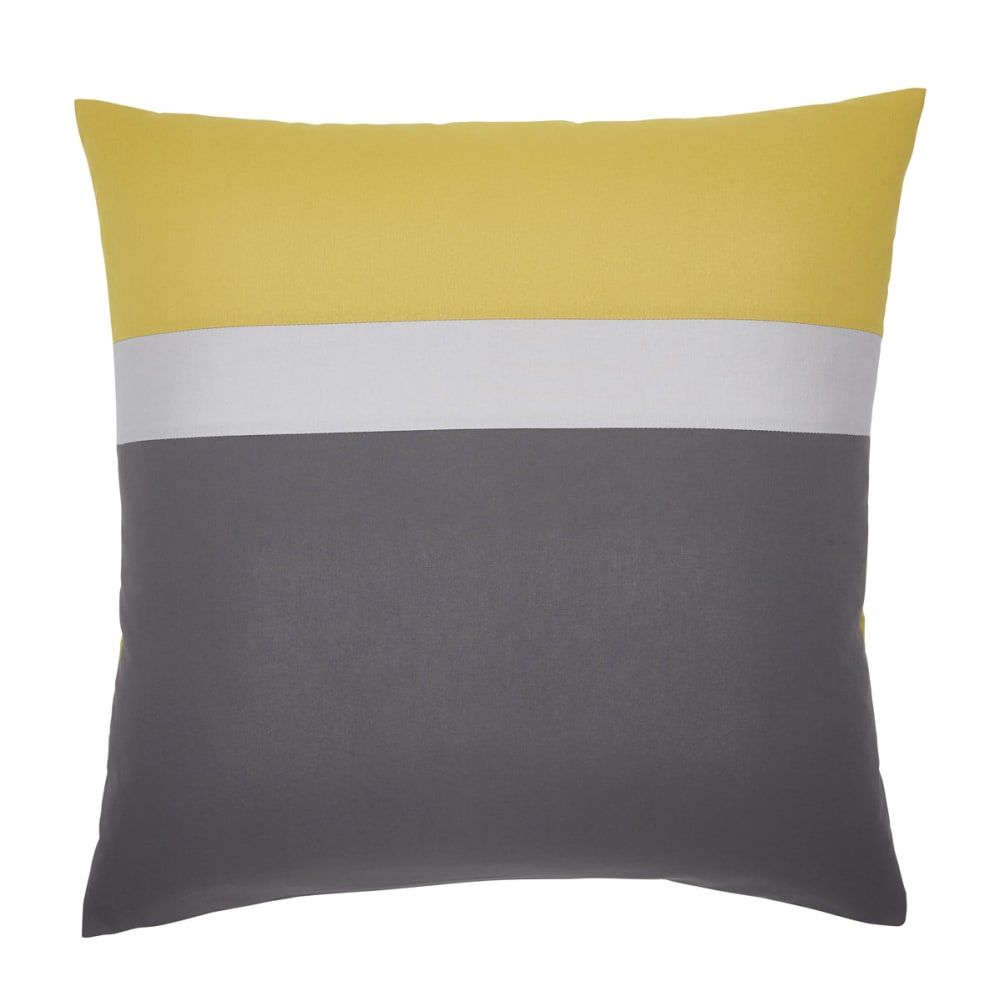 Taie d'oreiller en coton gris et curry 63x63