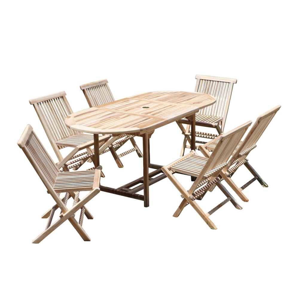 Salon de jardin en teck massif extensible 6 pers.