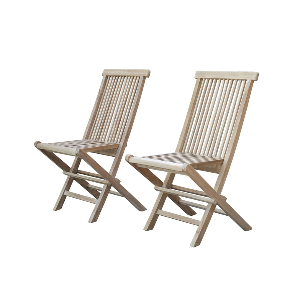 2 chaises de jardin en teck massif pliantes