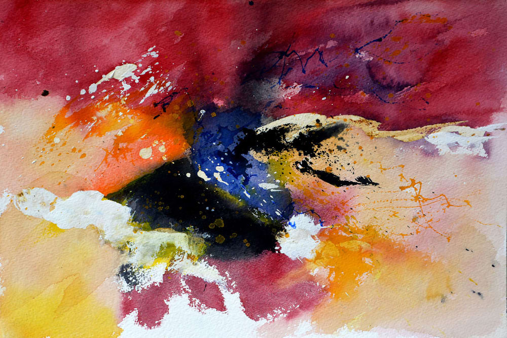Tableau peint abstraite aquarelle imprimé sur toile 60x40 cm