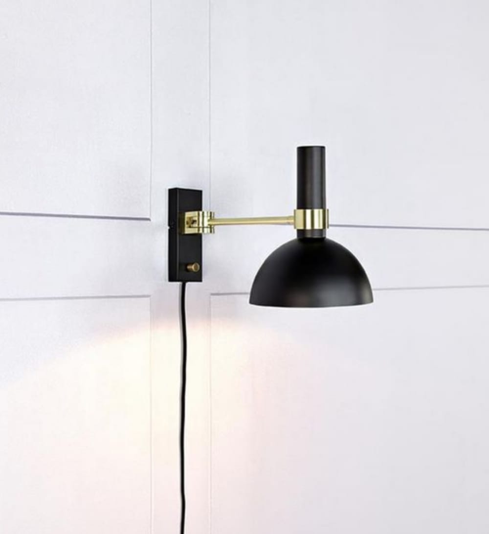 Applique murale intérieure métal laqué chrome noir et laiton