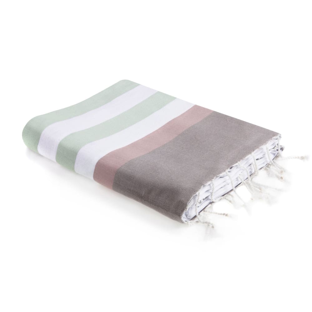 Febronie Fouta coton 100x200 eau de nil & rose pale style bord de mer Vert