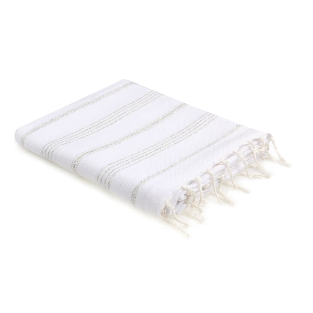Fouta paréo coton 100x200 blanc & argent
