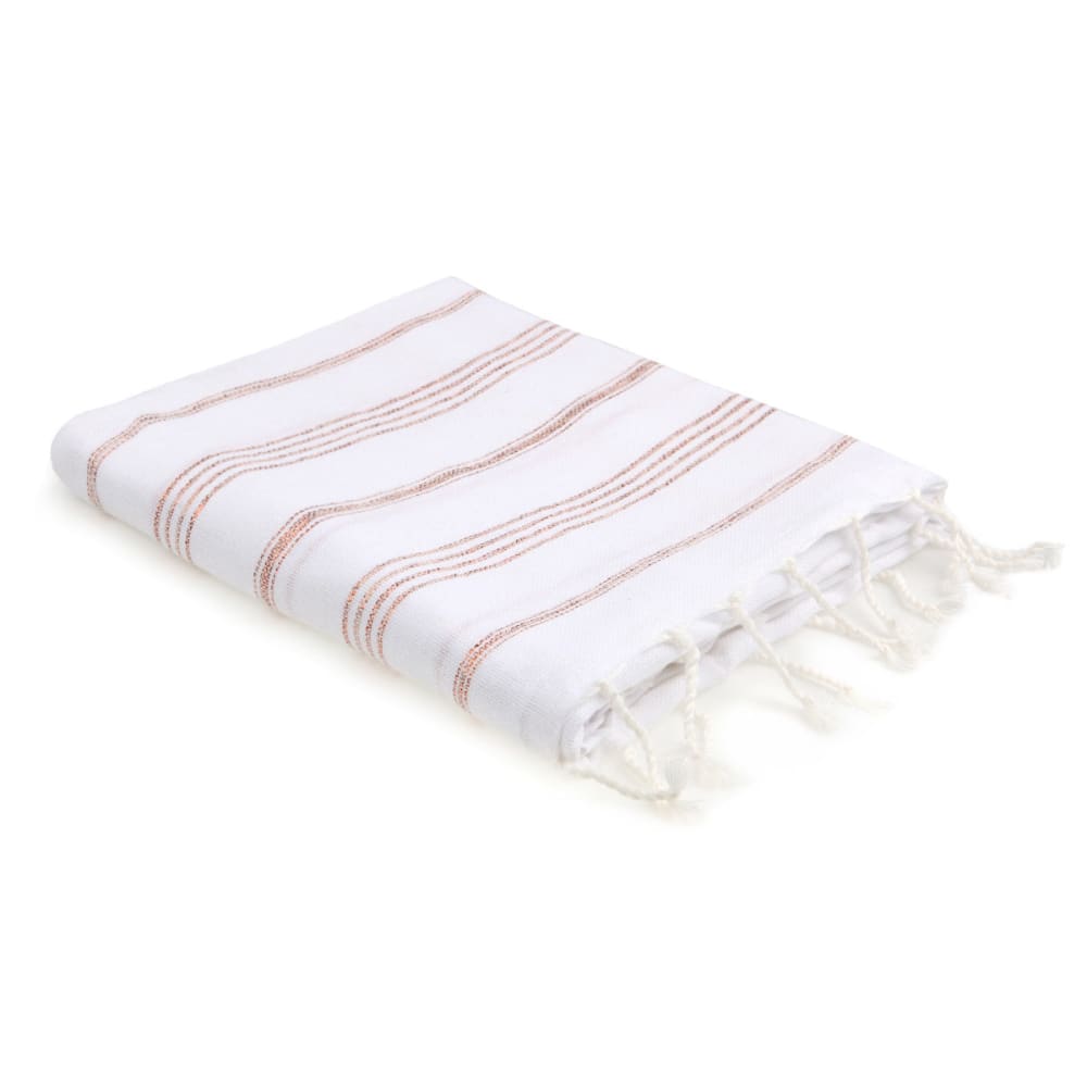 Fouta paréo coton 100x200 blanc & cuivre
