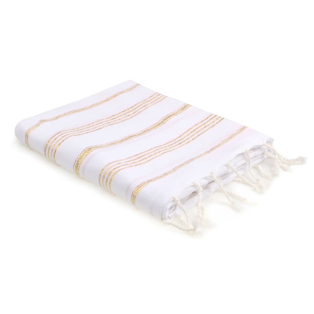 Fouta paréo coton 100x200 blanc & or