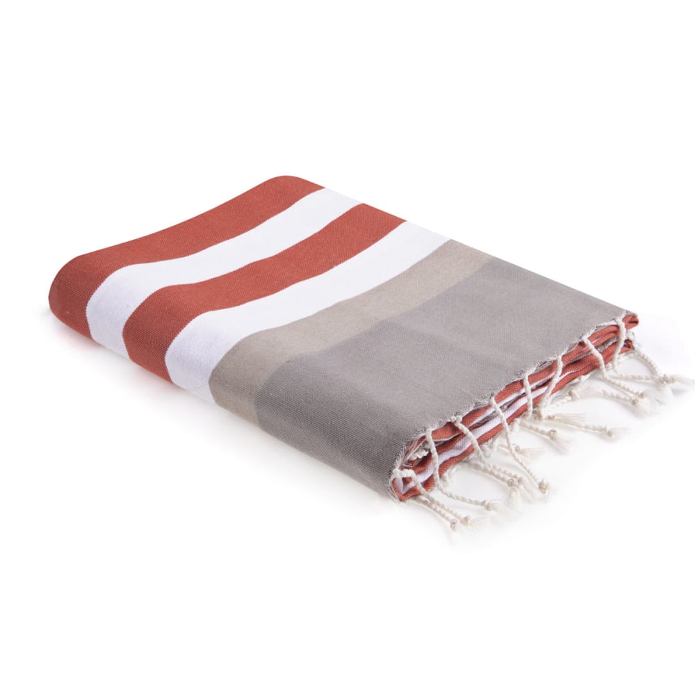Fouta coton 100x200 terracotta & taupe clair