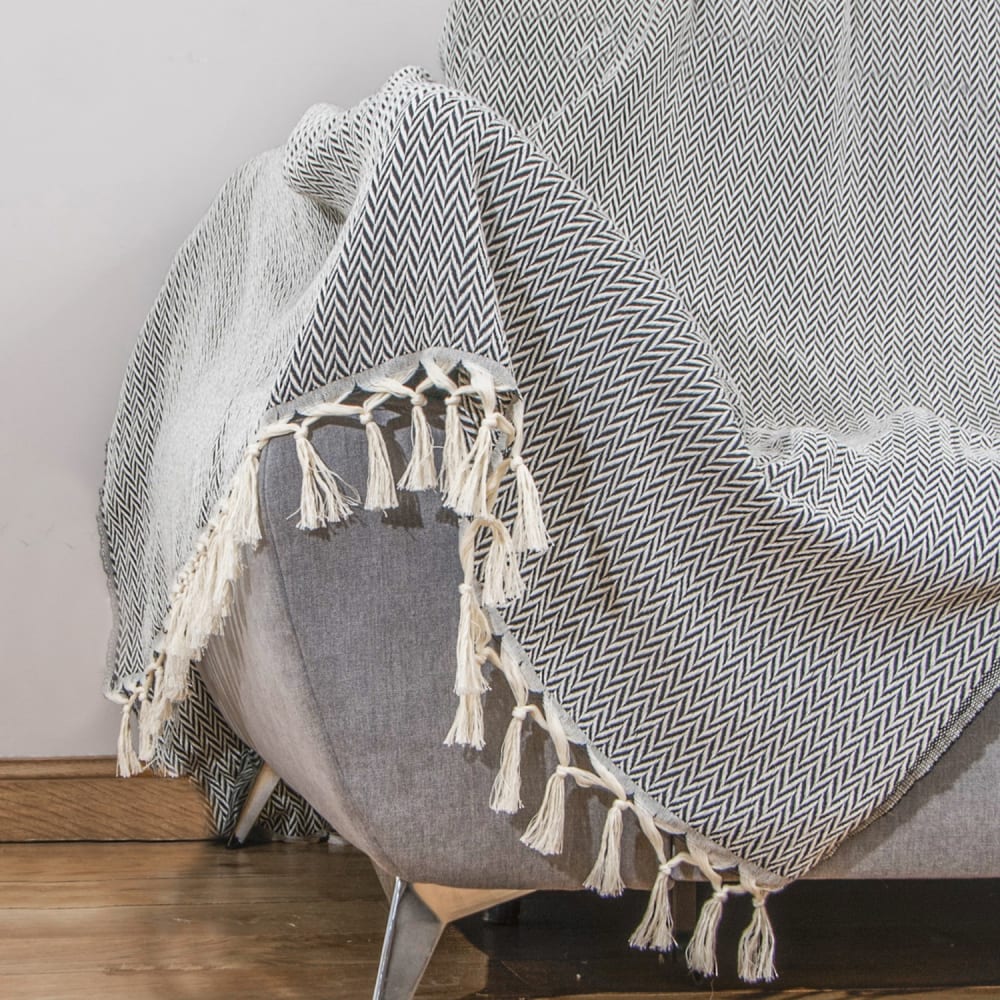 Plaid aus Wolle schwarz - Maisons Du Monde
