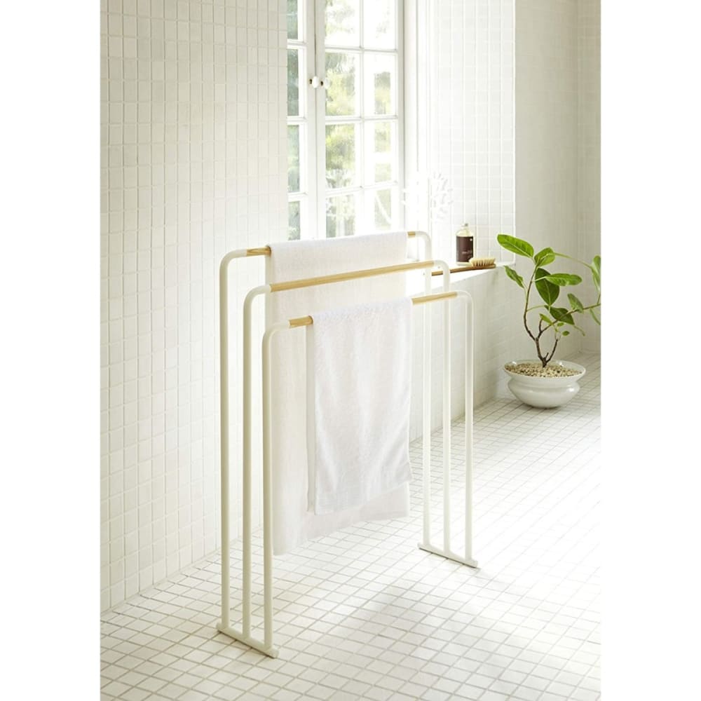 Porte serviettes en métal 3 barres - Blanc