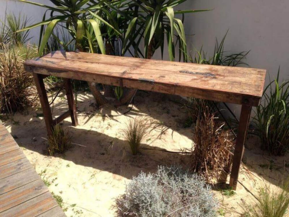 Console vintage pliante en bois marron