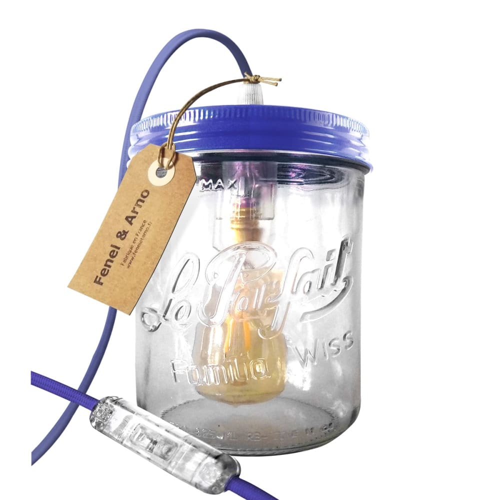 Lampe bocal en verre bleu pétrole — vue 3