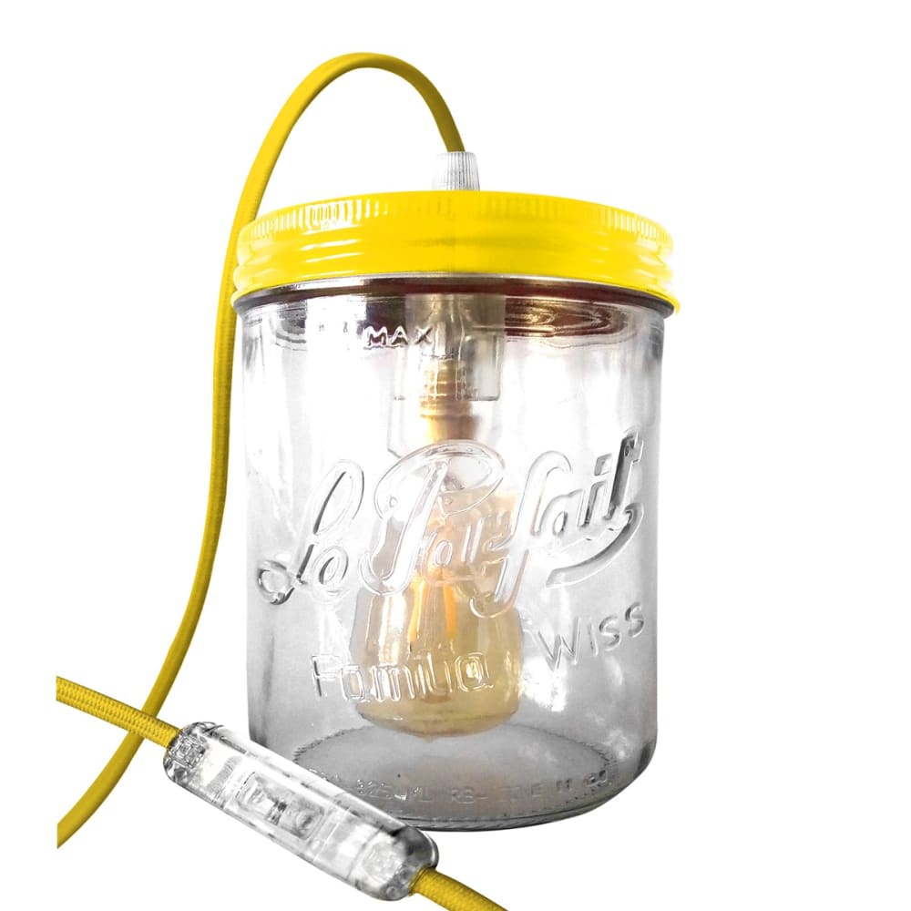 Lampe bocal en verre jaune