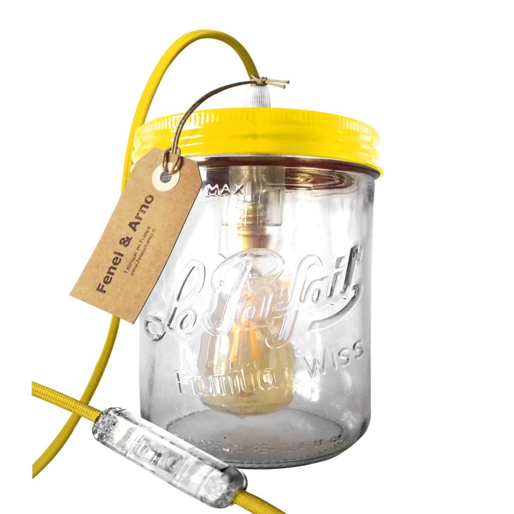 Lampe bocal en verre jaune — vue 3