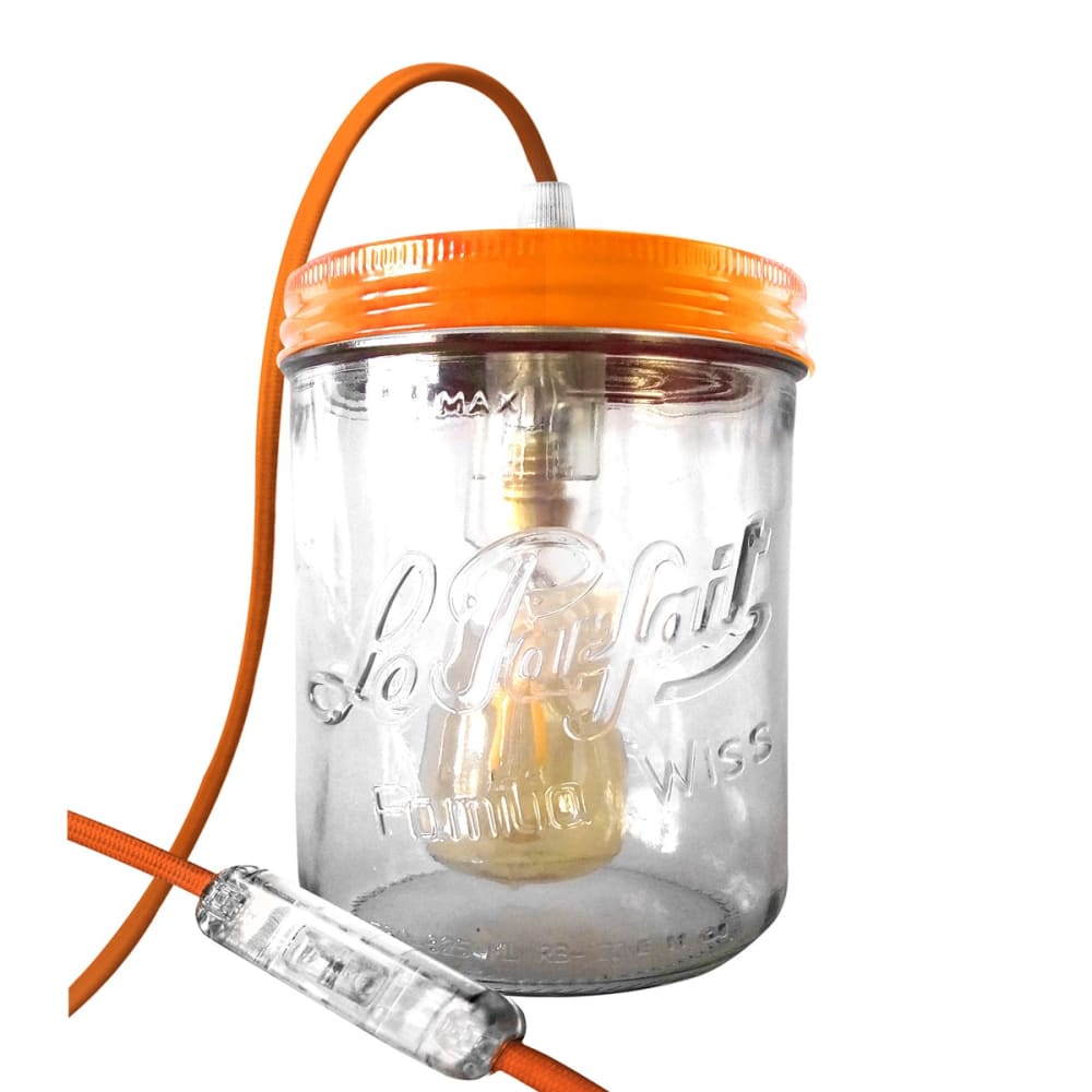 Lampe bocal en verre orange