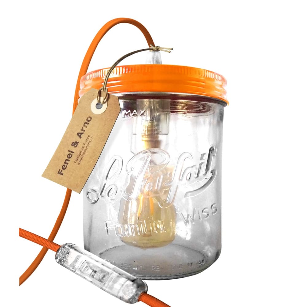 Lampe bocal en verre orange — vue 3