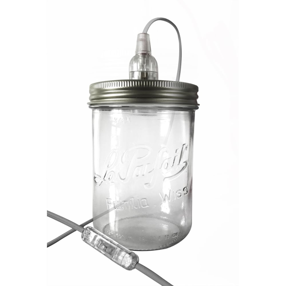 Lampe bocal en verre gris