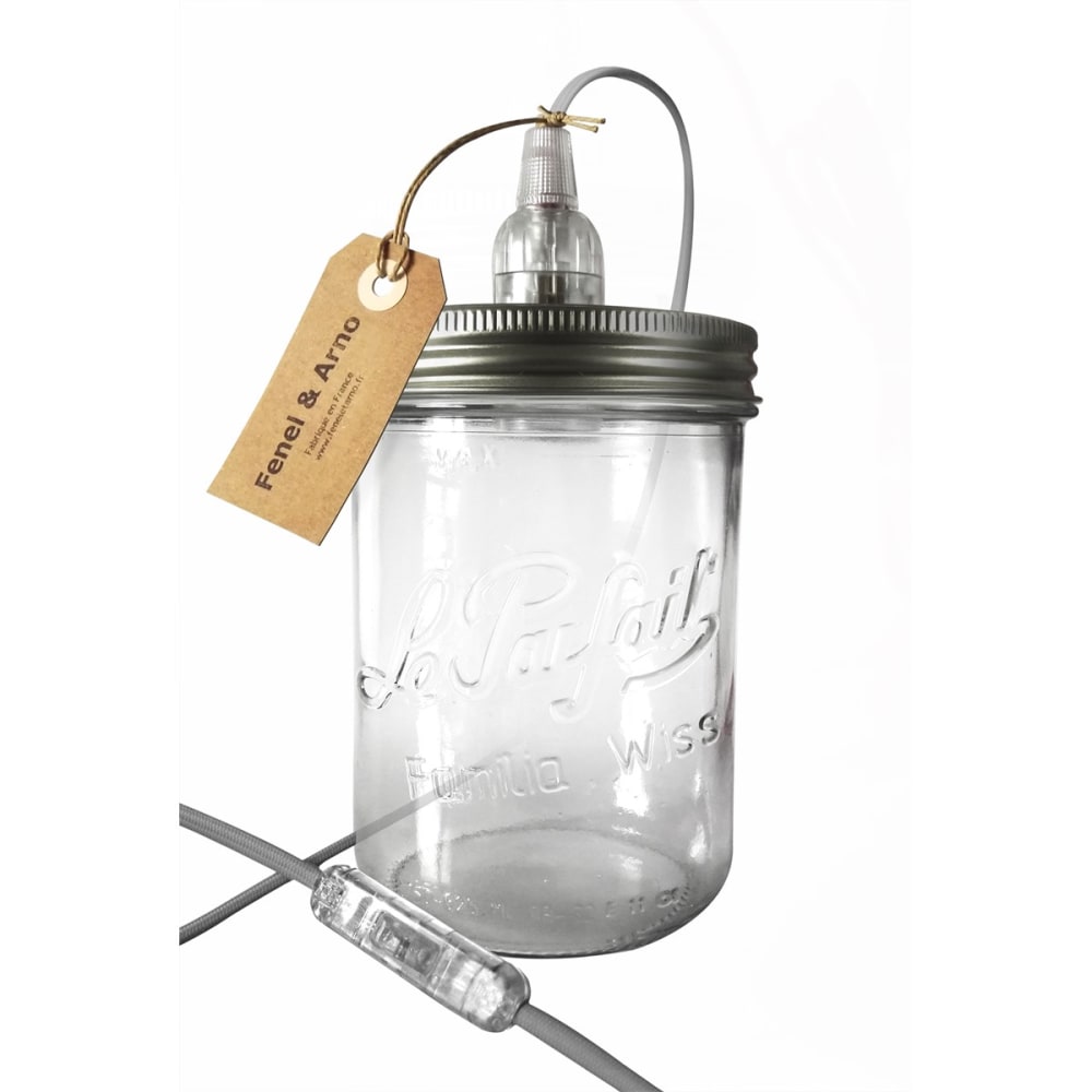 Lampe bocal en verre gris — vue 4