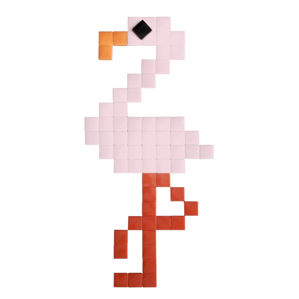Mosaïque flamant rose en verre rose