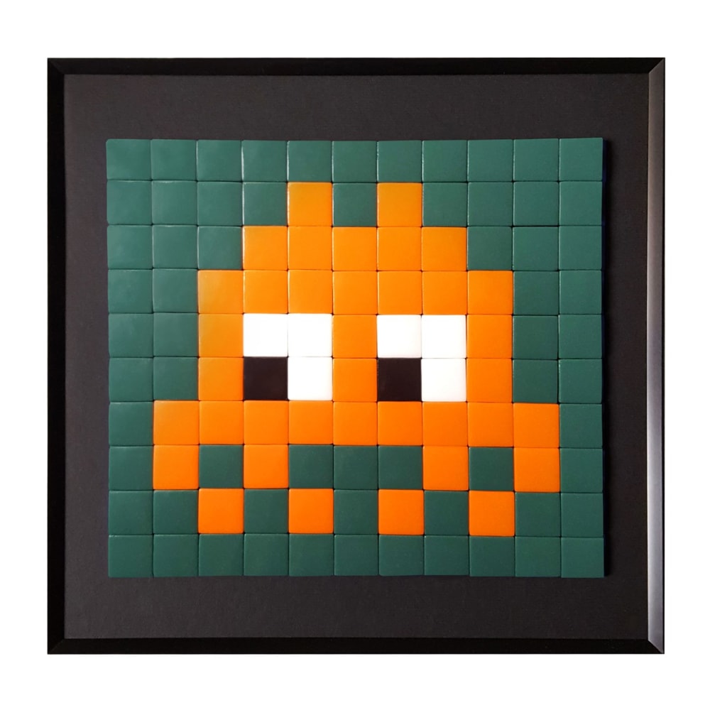 Cadre mosaïque en verre orange 30x30cm