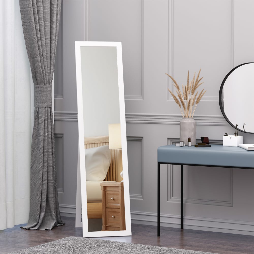Miroir sur pied ou mural rectangulaire blanc