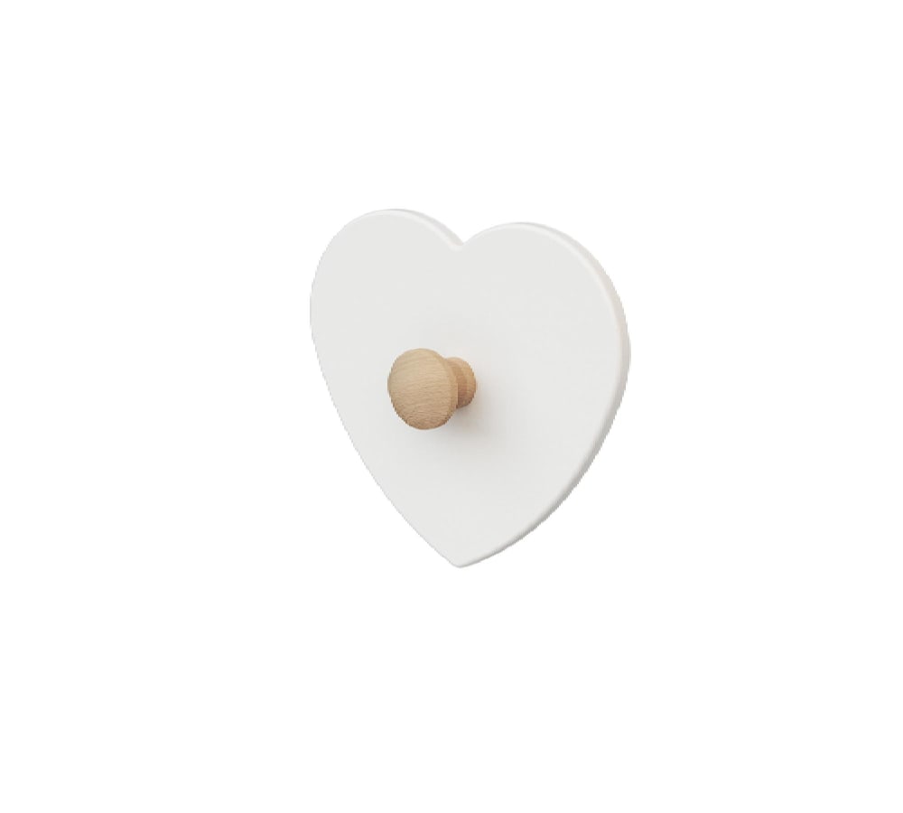 Colgador para abrigos infantiles corazón en madera blanco y haya