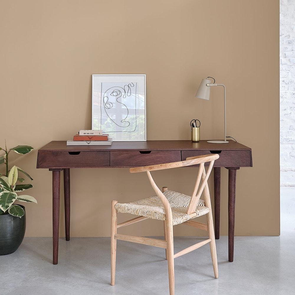 BERAH GETAH Bureau en manguier massif style contemporain Marron Bois - 140x76x58cm