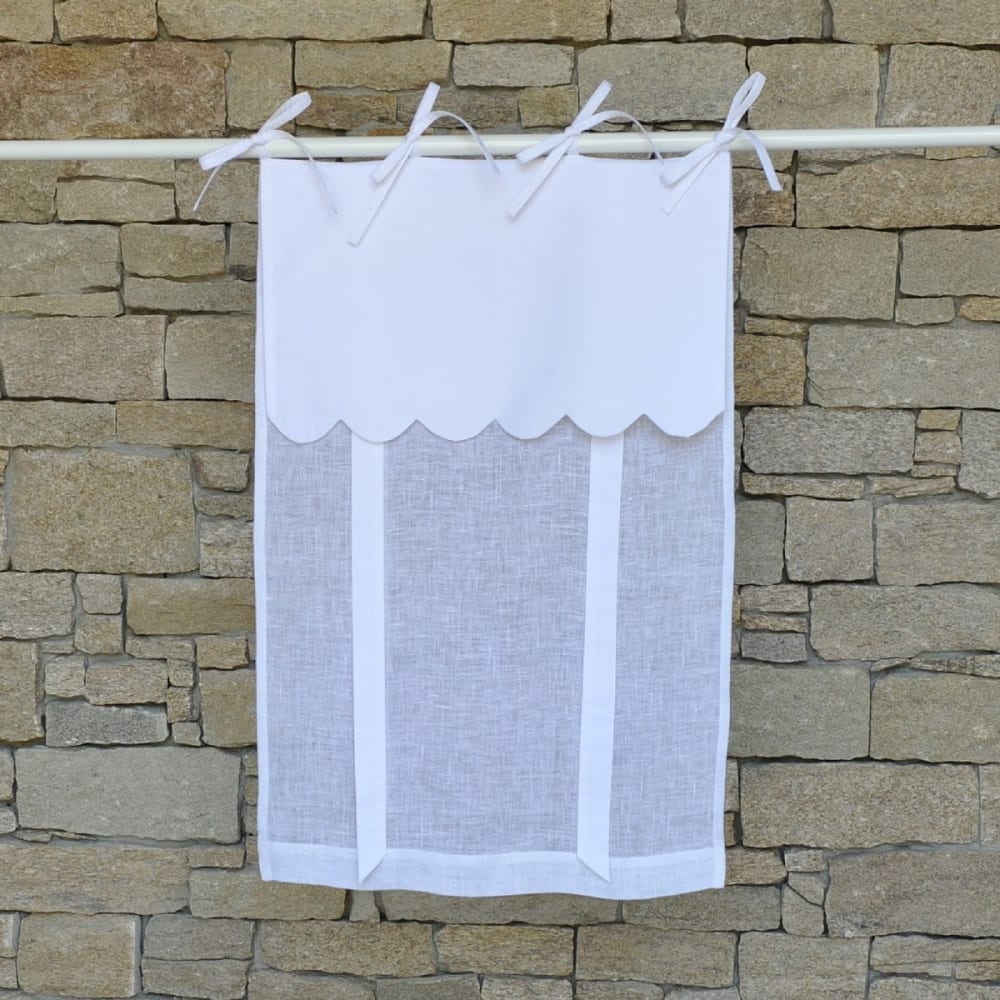 Tenda in lino bianca modello festone 45X120 CM - Maison d'été