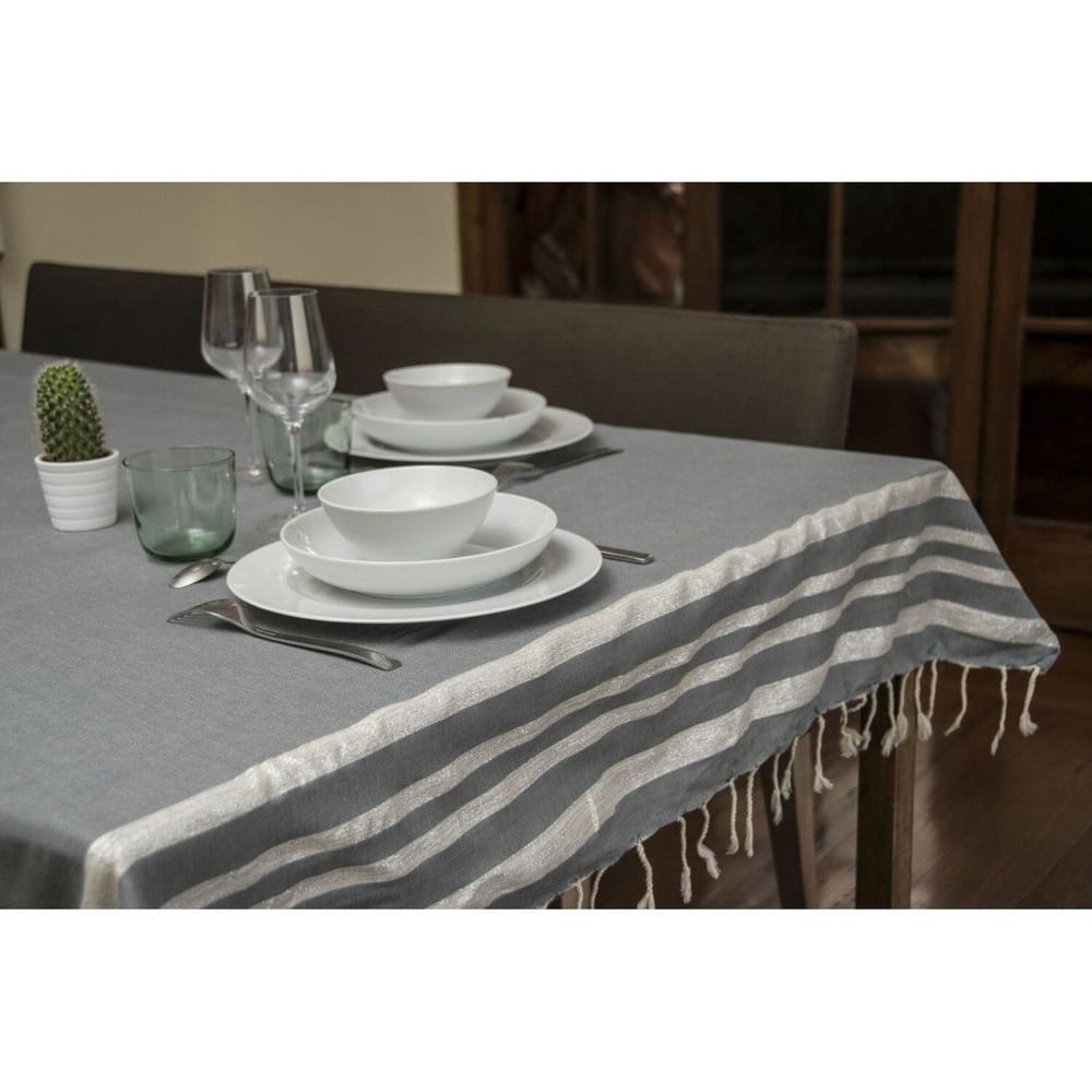 Nappe coton 170x170 gris moyen & argent — vue 4
