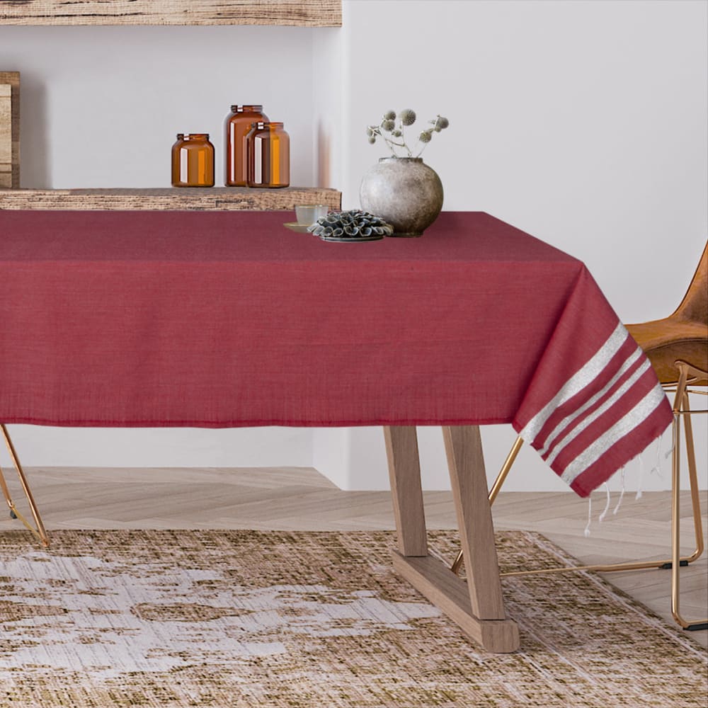 Febronie Tischdecke aus Baumwolle 150x250 style seaside Rot Baumwolle