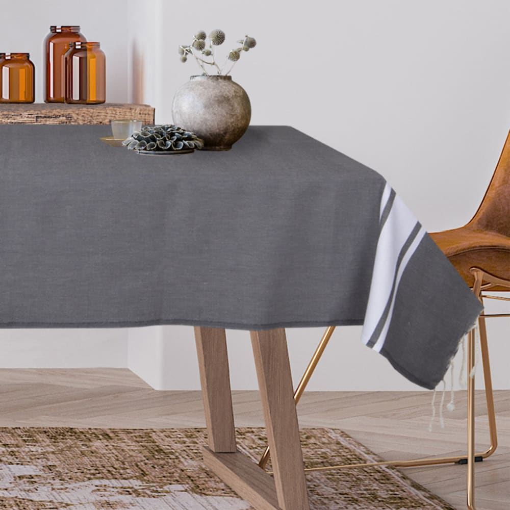 Febronie Tischdecke aus Baumwolle 170x170 style seaside Grau Baumwolle