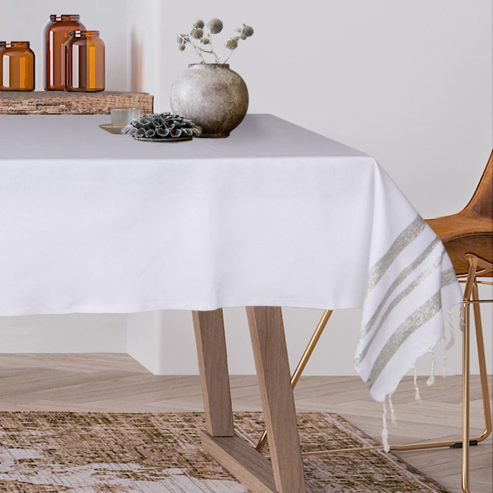 Febronie Tischdecke aus Baumwolle 170x170 style seaside Weiß Baumwolle