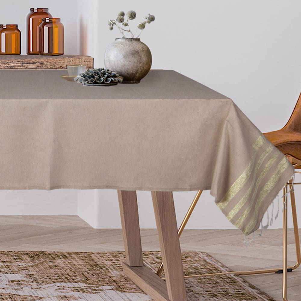 Nappe coton 170x170 beige & or