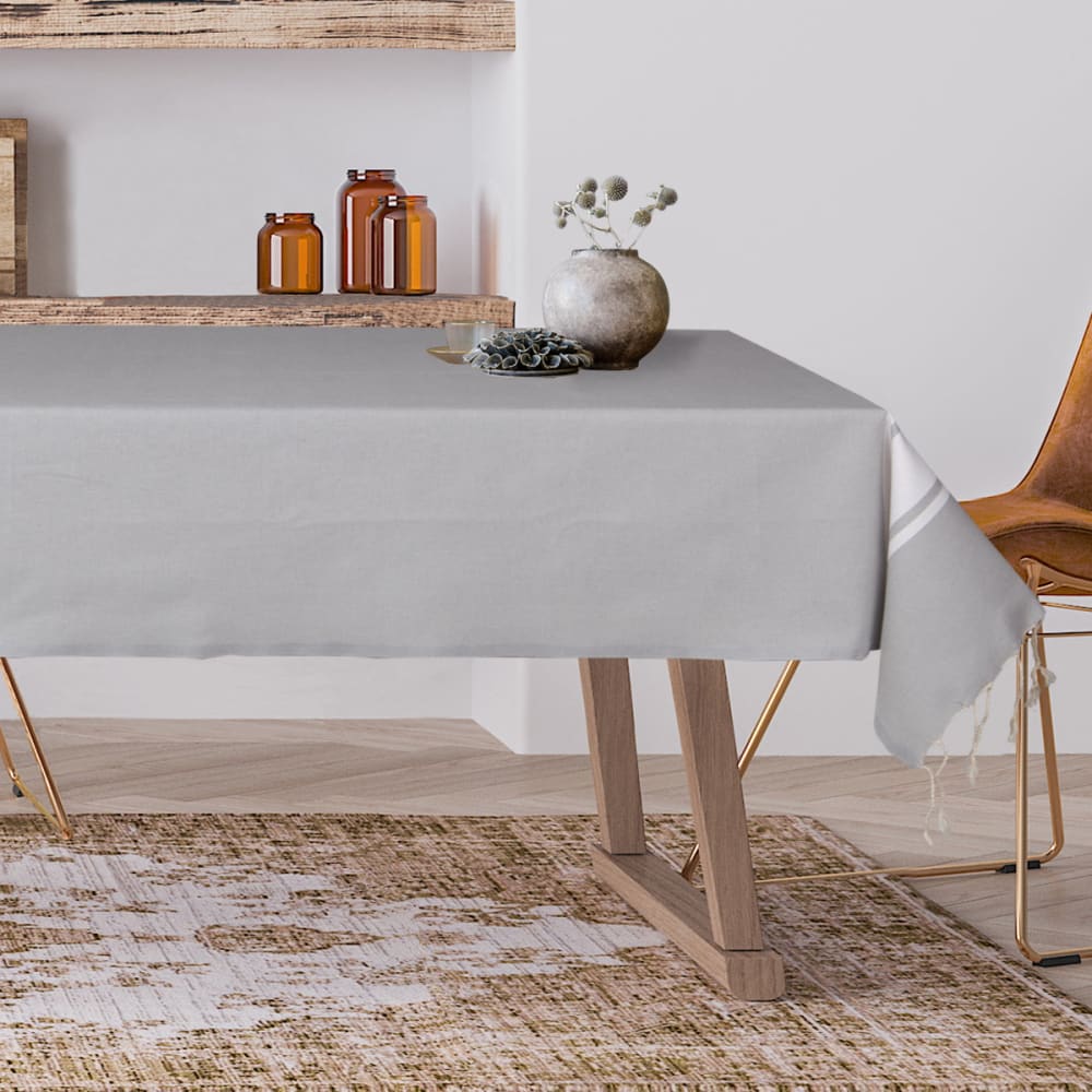 Nappe coton 150x250 gris perle Nappe coton 150x250 gris perle