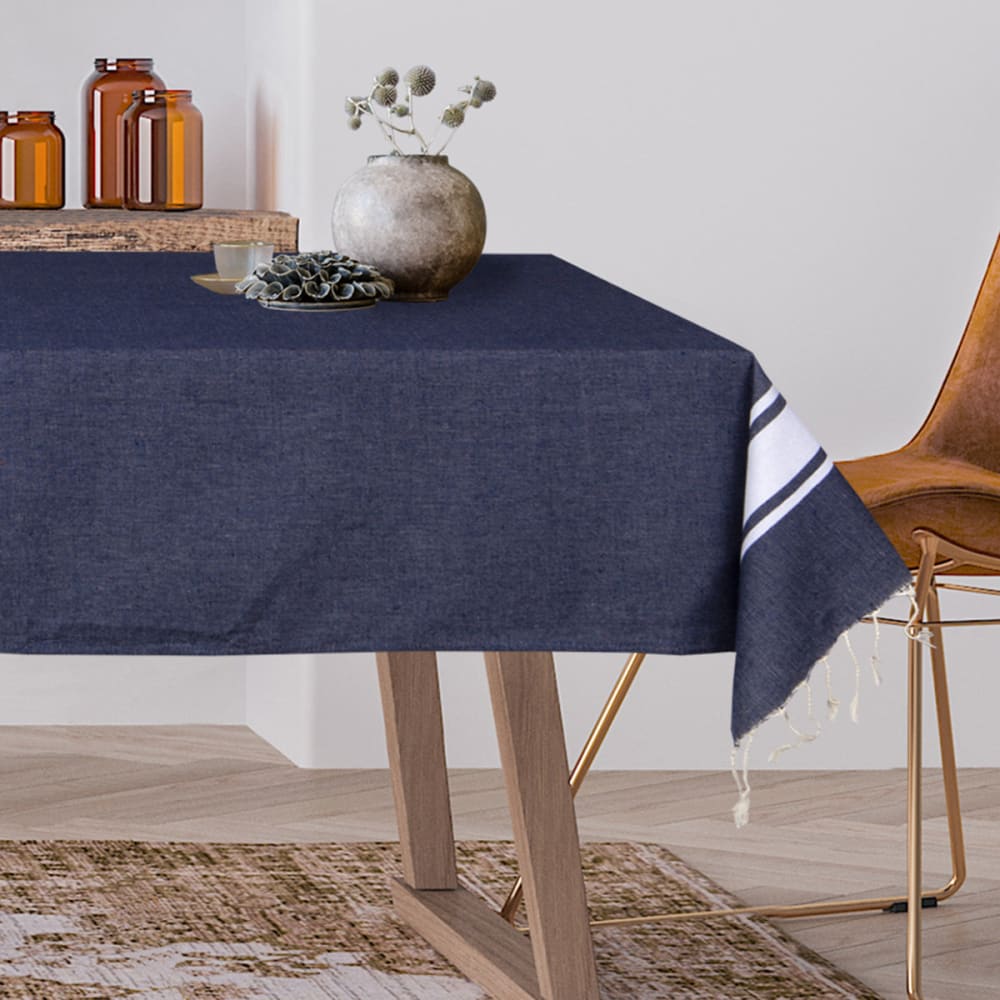 Nappe coton 170x170 bleu jean Nappe coton 170x170 bleu jean