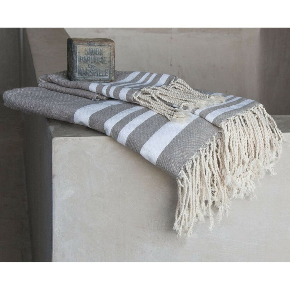 Fouta set de baño (1+2) algodón 100x200 topo claro - Maisons du Monde