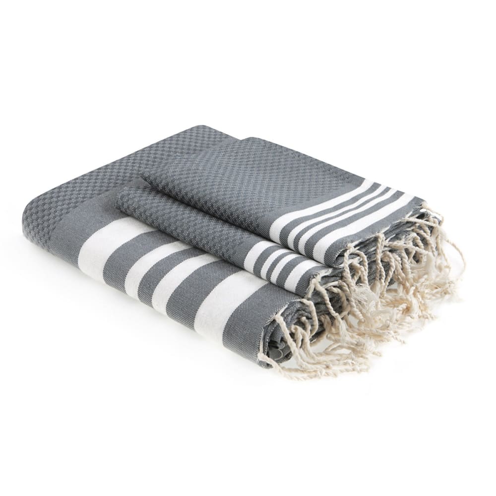 Fouta set de baño (1+2) algodón 100x200 gris medio