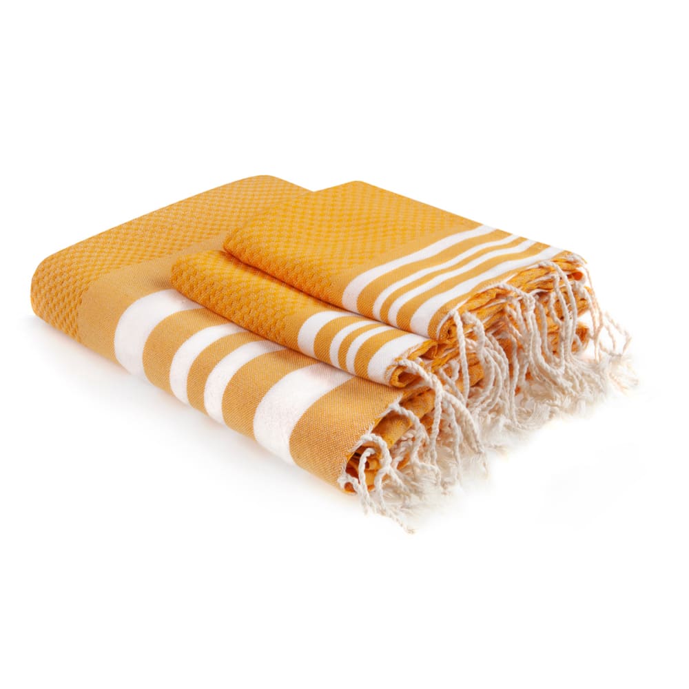 Foutas de bain (1+2) coton 100x200 jaune safran