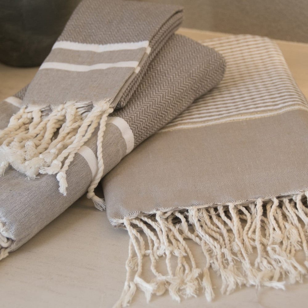 Fouta set de baño (1+2) algodón 100x200 topo - Maisons du Monde