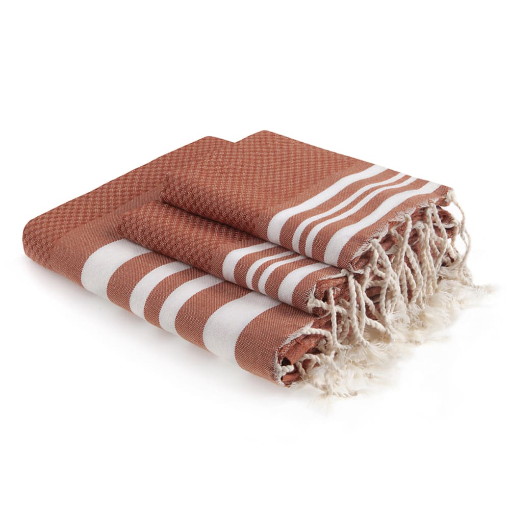 Foutas de bain (1+2) coton 100x200 terracotta